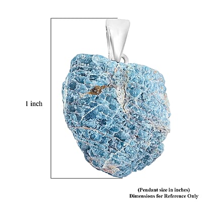 Rough Stone Plain Apatite Pendant in Silvertone with Stainless Steel Necklace (20 Inches) 52.00 ctw