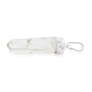 Clear Quartz 46.00 ctw Point Pendant in Silvertone with Stainless Steel Necklace 20 Inches