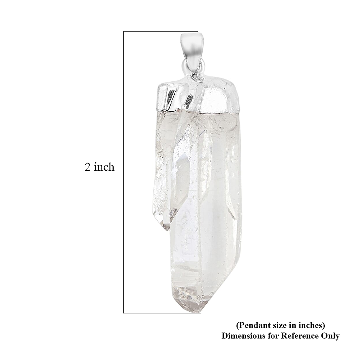 Clear Quartz 46.00 ctw Point Pendant in Silvertone with Stainless Steel Necklace 20 Inches