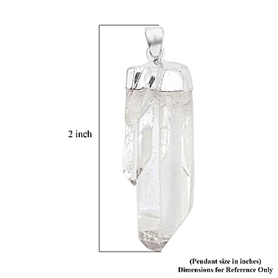 Clear Quartz 46.00 ctw Point Pendant in Silvertone with Stainless Steel Necklace 20 Inches