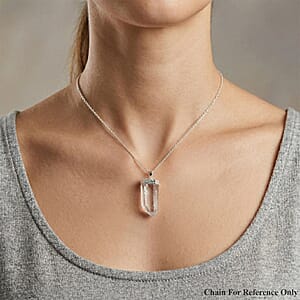 Clear Quartz 106.00 ctw Point Pendant in Silvertone with Stainless Steel Necklace 20 Inches