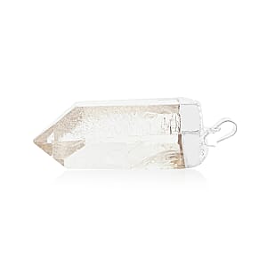 Clear Quartz 106.00 ctw Point Pendant in Silvertone with Stainless Steel Necklace 20 Inches