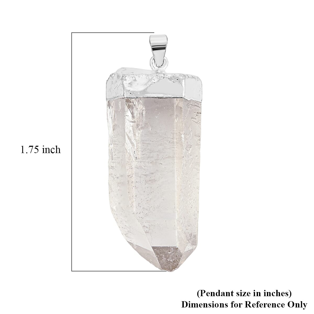Clear Quartz 106.00 ctw Point Pendant in Silvertone with Stainless Steel Necklace 20 Inches