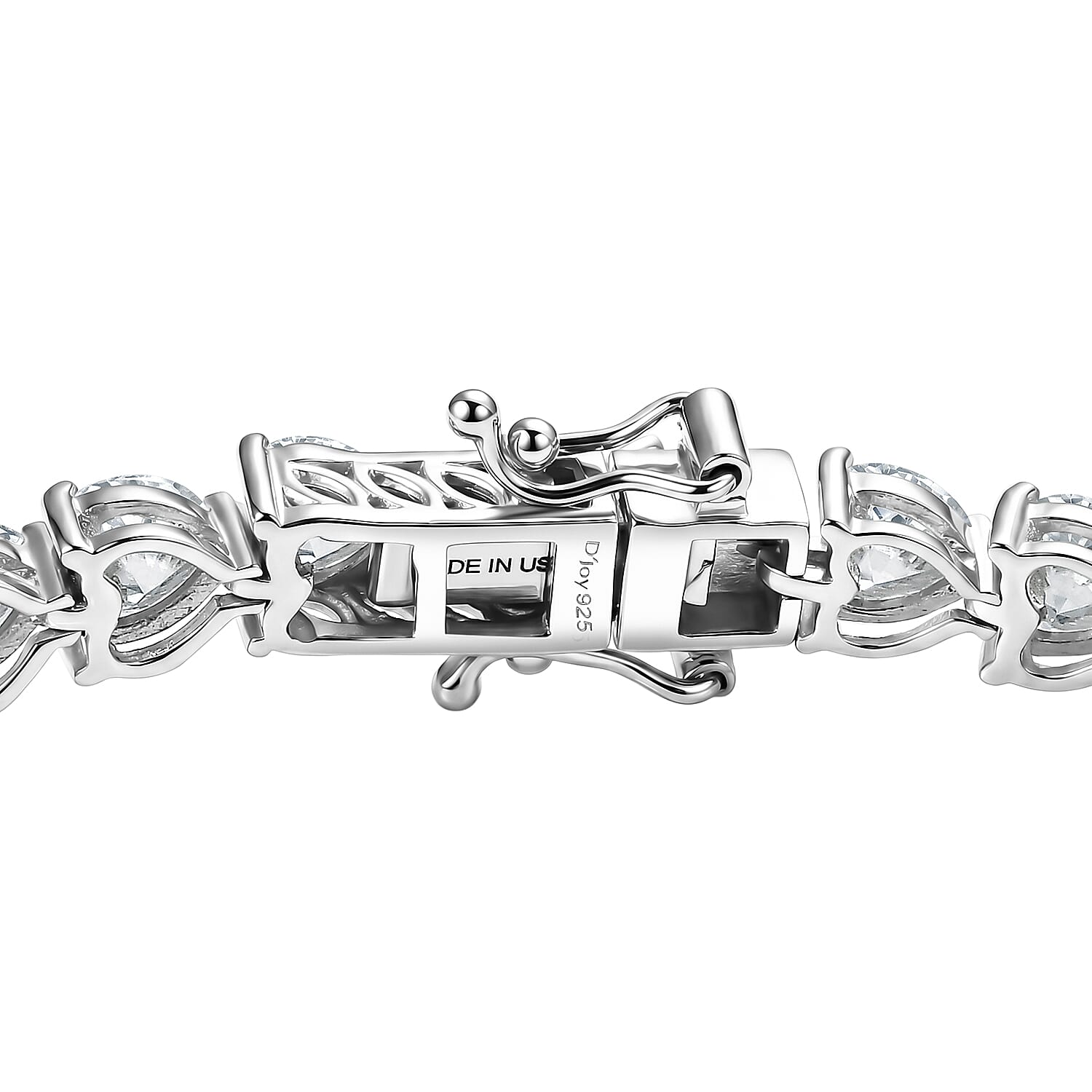 D'Joy Moissanite 18.00 ctw Heart Link Bracelet (8.00In) and Earrings in Rhodium Over Sterling Silver