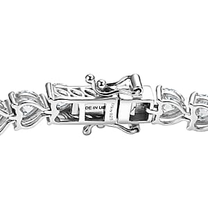 D'Joy Moissanite 18.00 ctw Heart Link Bracelet (8.00In) and Earrings in Rhodium Over Sterling Silver