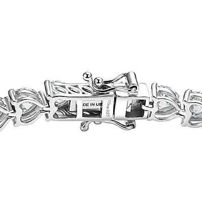 D'Joy Moissanite 18.00 ctw Heart Link Bracelet (8.00In) and Earrings in Rhodium Over Sterling Silver