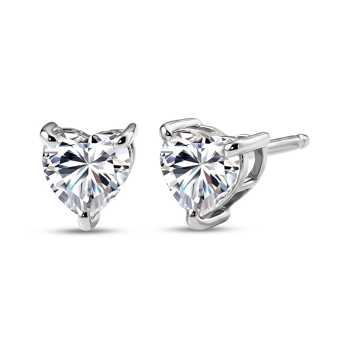 D'Joy Moissanite 18.00 ctw Heart Link Bracelet (8.00In) and Earrings in Rhodium Over Sterling Silver