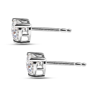 D'Joy Moissanite 18.00 ctw Heart Link Bracelet (8.00In) and Earrings in Rhodium Over Sterling Silver