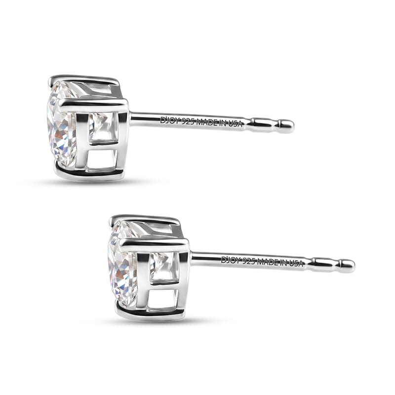 D'Joy Moissanite 18.00 ctw Heart Link Bracelet (8.00In) and Earrings in Rhodium Over Sterling Silver