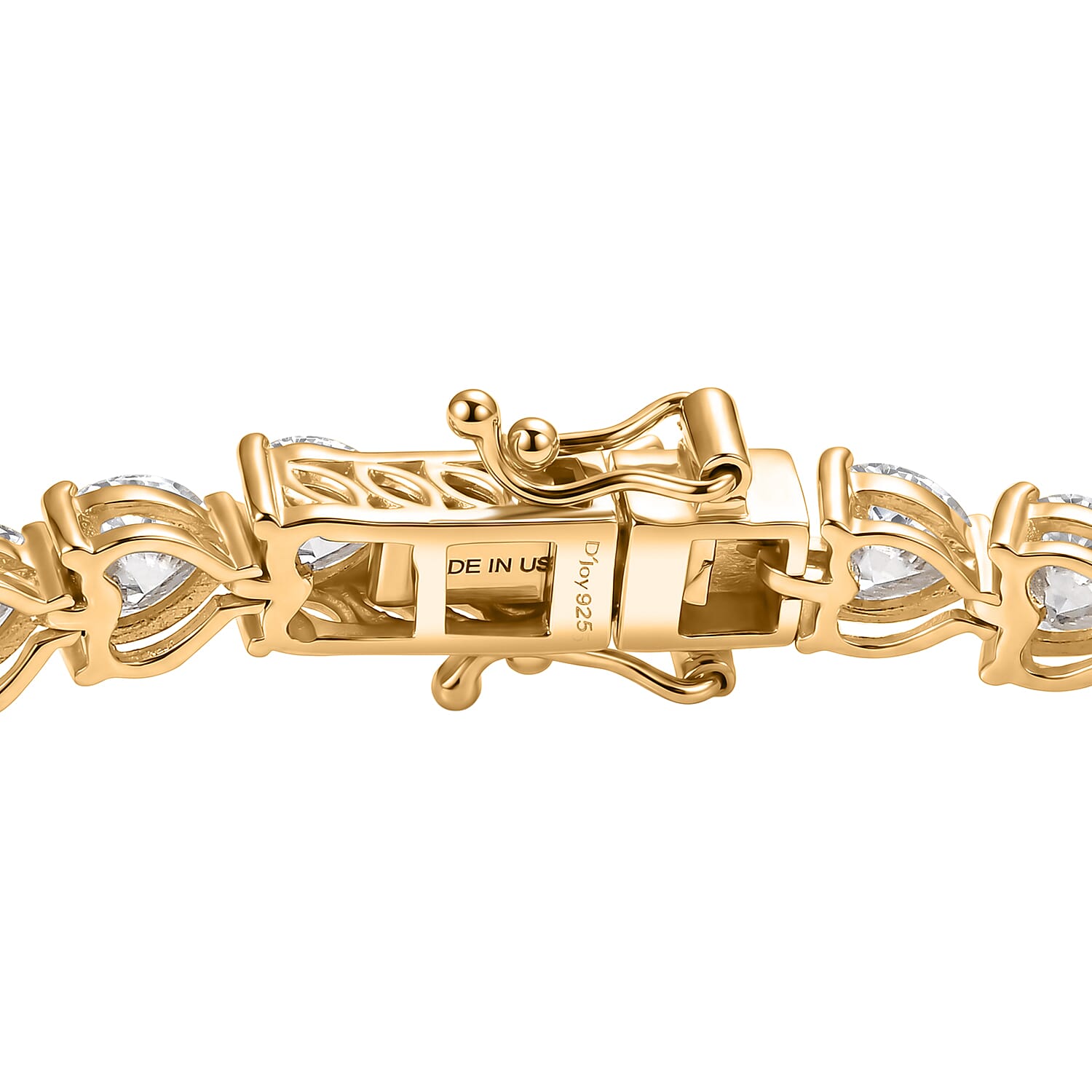 D'Joy Moissanite 18.00 ctw Hear Link Bracelet (8.00In) and Stud Earrings in 18K Vermeil Yellow Gold Over Sterling Silver