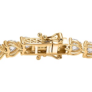 D'Joy Moissanite 18.00 ctw Hear Link Bracelet (8.00In) and Stud Earrings in 18K Vermeil Yellow Gold Over Sterling Silver