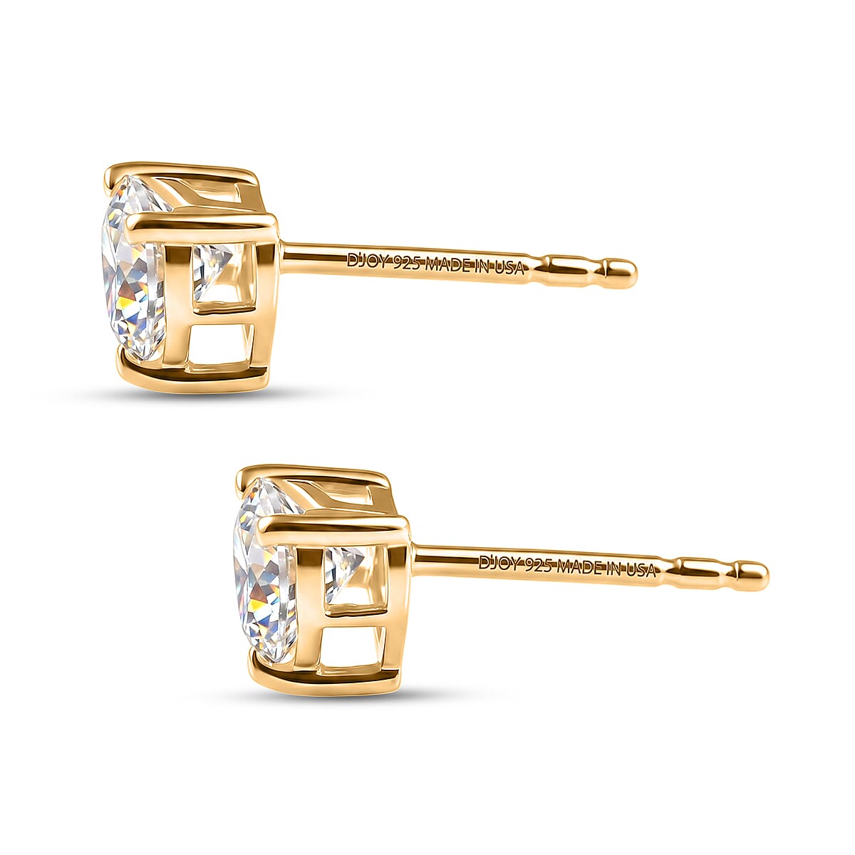 D'Joy Moissanite 18.00 ctw Hear Link Bracelet (8.00In) and Stud Earrings in 18K Vermeil Yellow Gold Over Sterling Silver