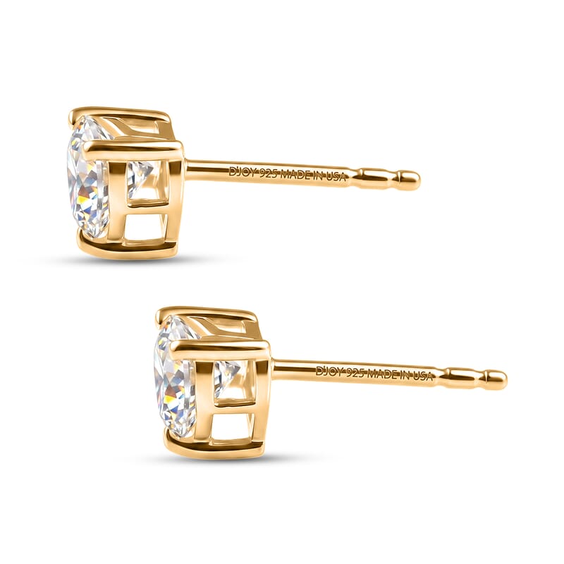 D'Joy Moissanite 18.00 ctw Hear Link Bracelet (8.00In) and Stud Earrings in 18K Vermeil Yellow Gold Over Sterling Silver