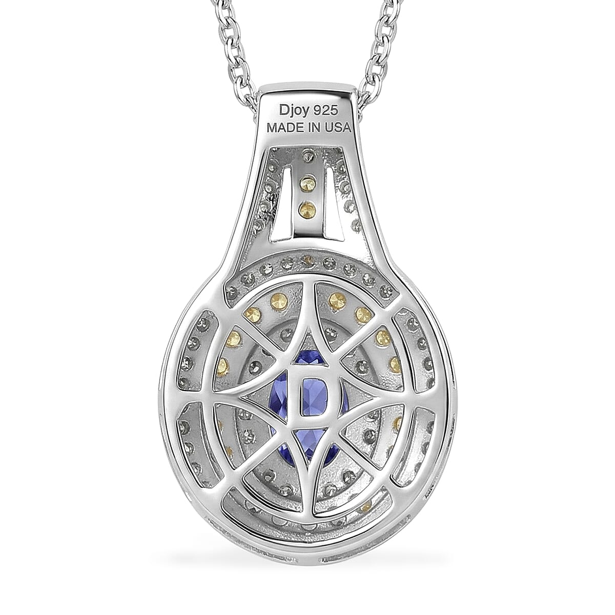 D'Joy Tanzanite and Multi Gemstone 1.60 ctw Nature Luxe Halo Pendant Necklace in 18K Vermeil YG and Rhodium Over Sterling Silver 20 Inches  image number 4