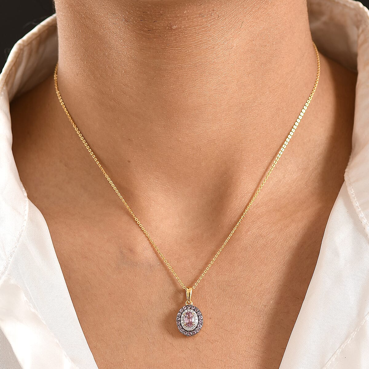 D'Joy Narsipatnam Purple Spinel and Moissanite 1.80 ctw Violet Starburst Pendant Necklace in 18K Vermeil Rose Gold Over Sterling Silver 20 Inches image number 2