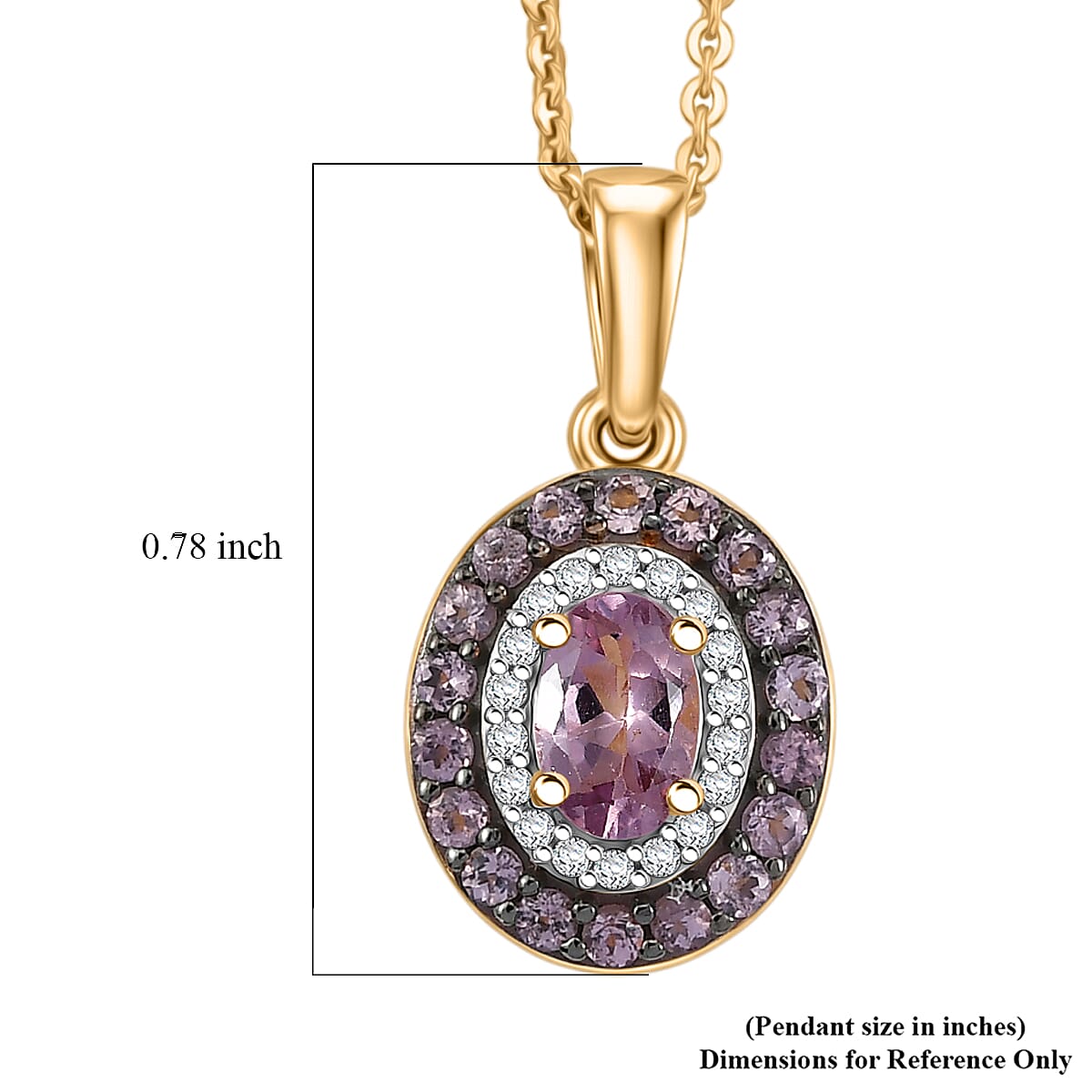 D'Joy Narsipatnam Purple Spinel and Moissanite 1.80 ctw Violet Starburst Pendant Necklace in 18K Vermeil Rose Gold Over Sterling Silver 20 Inches image number 5
