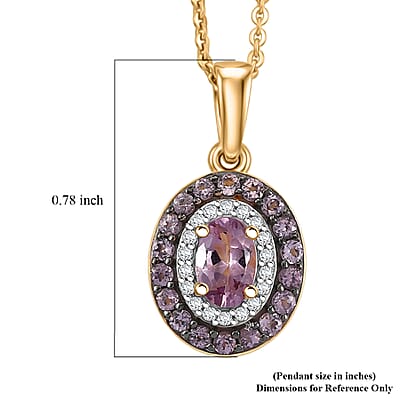 D'Joy Narsipatnam Purple Spinel and Moissanite 1.80 ctw Violet Starburst Pendant Necklace in 18K Vermeil Rose Gold Over Sterling Silver 20 Inches