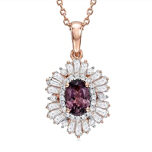 D'Joy Narsipatnam Purple Spinel and Diamond 0.60 ctw Purple Reign Pendant Necklace in 18K Vermeil Rose Gold Over Sterling Silver 20 Inches