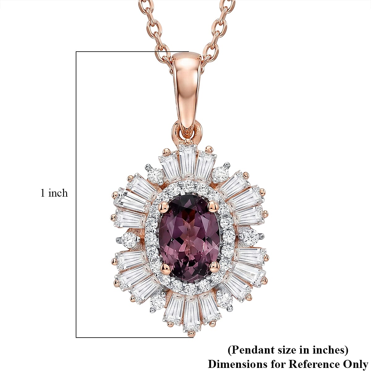 D'Joy Narsipatnam Purple Spinel and Diamond 0.60 ctw Purple Reign Pendant Necklace in 18K Vermeil Rose Gold Over Sterling Silver 20 Inches image number 5