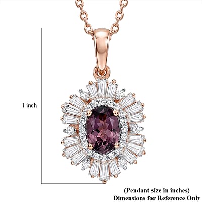 D'Joy Narsipatnam Purple Spinel and Diamond 0.60 ctw Purple Reign Pendant Necklace in 18K Vermeil Rose Gold Over Sterling Silver 20 Inches