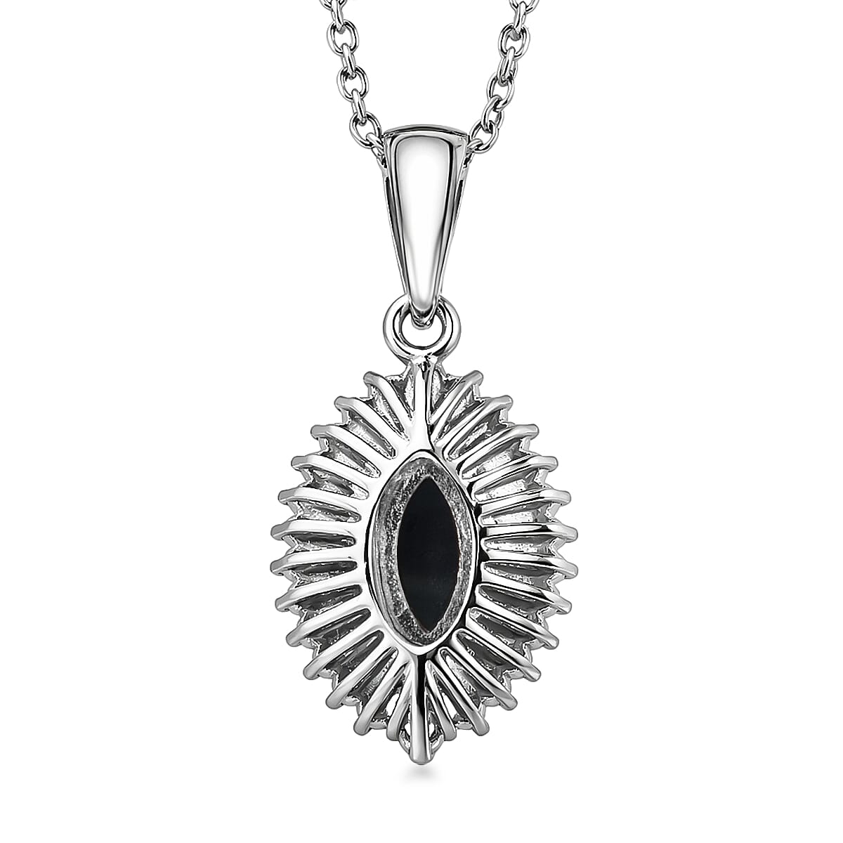 D'Joy Premium Blue Star Sapphire (DF) and Moissanite 1.00 ctw Midnight Sparkle Pendant Necklace in Rhodium Over Sterling Silver 20 Inches
