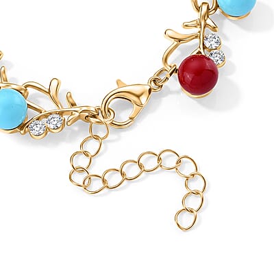 Multi Color Shell Pearl and Austrian Crystal Beaded Bracelet (6.5-8.0In) and Earrings in Goldtone and Silvertone