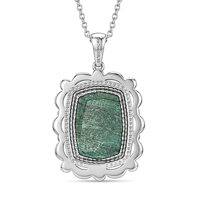 EverTrue Green Aventurine 11.50 ctw Pendant Necklace in Stainless Steel 20 Inches