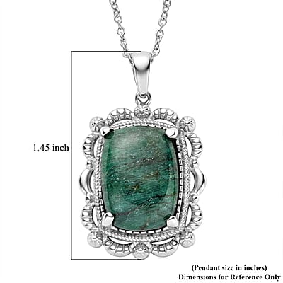 EverTrue Green Aventurine 11.50 ctw Pendant Necklace in Stainless Steel 20 Inches