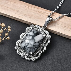 EverTrue Austrian Pinolith 15.30 ctw Pendant Necklace in Stainless Steel 20 Inches 