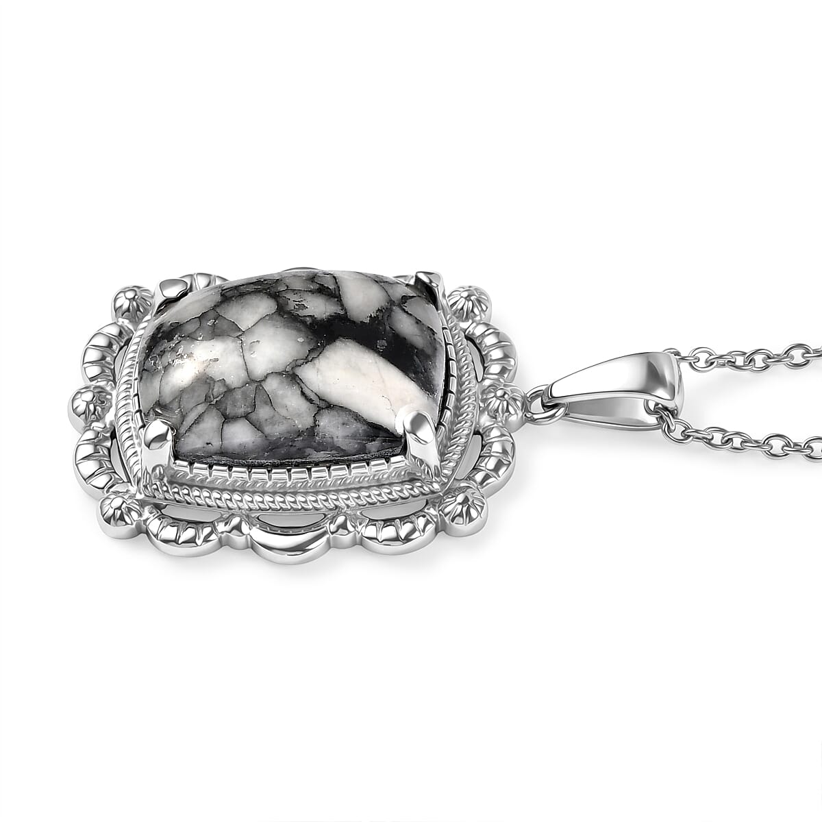 EverTrue Austrian Pinolith 15.30 ctw Pendant Necklace in Stainless Steel 20 Inches  image number 3