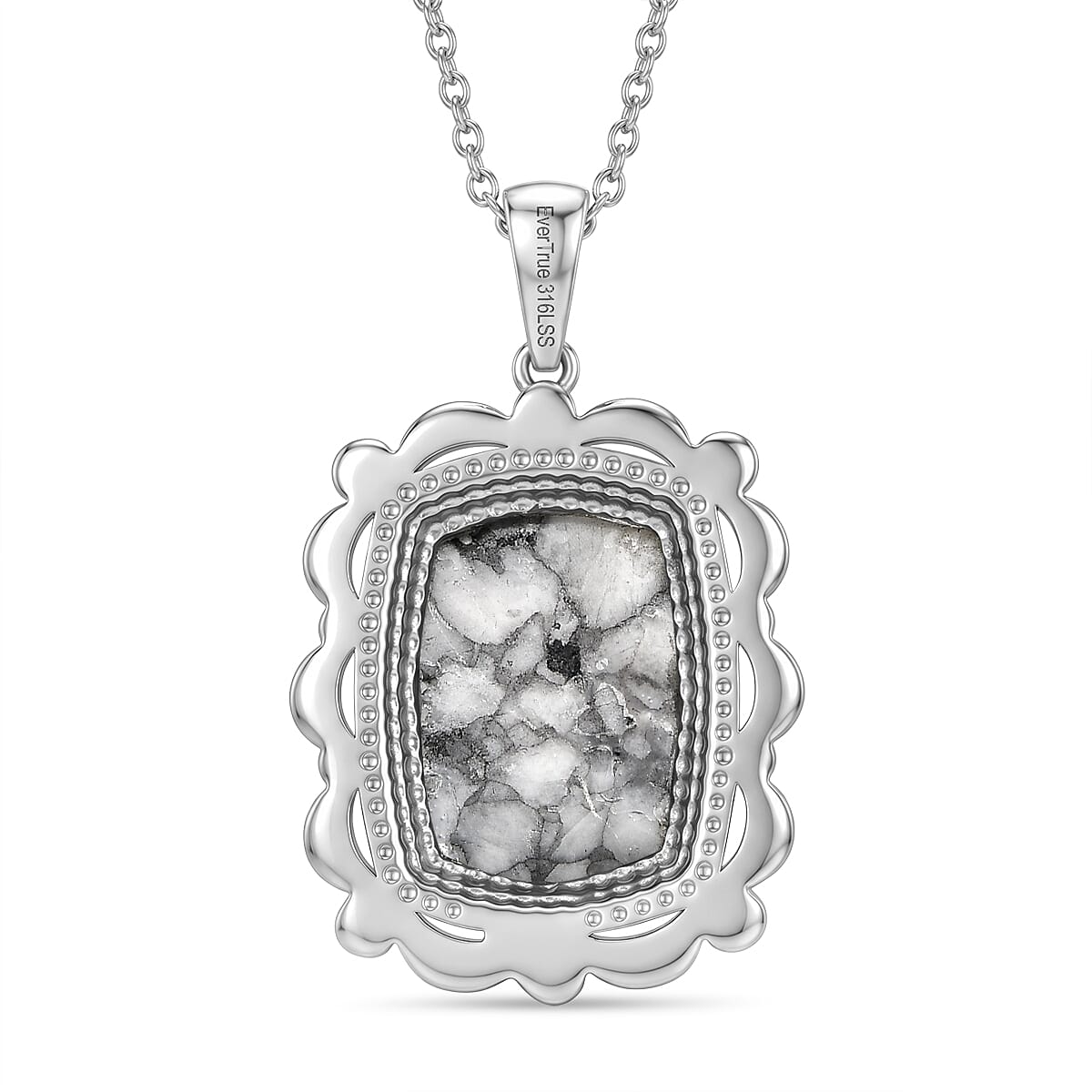 EverTrue Austrian Pinolith 15.30 ctw Pendant Necklace in Stainless Steel 20 Inches  image number 4