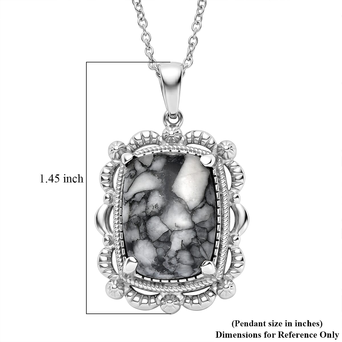 EverTrue Austrian Pinolith 15.30 ctw Pendant Necklace in Stainless Steel 20 Inches