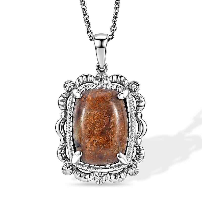 EverTrue Aqua Nueva Moss 14.30 ctw Pendant Necklace in Stainless Steel 20 Inches