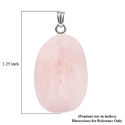 Tumbled Galilea Rose Quartz 42.00 ctw Pendant in Silvertone with Stainless Steel Necklace 20 Inches