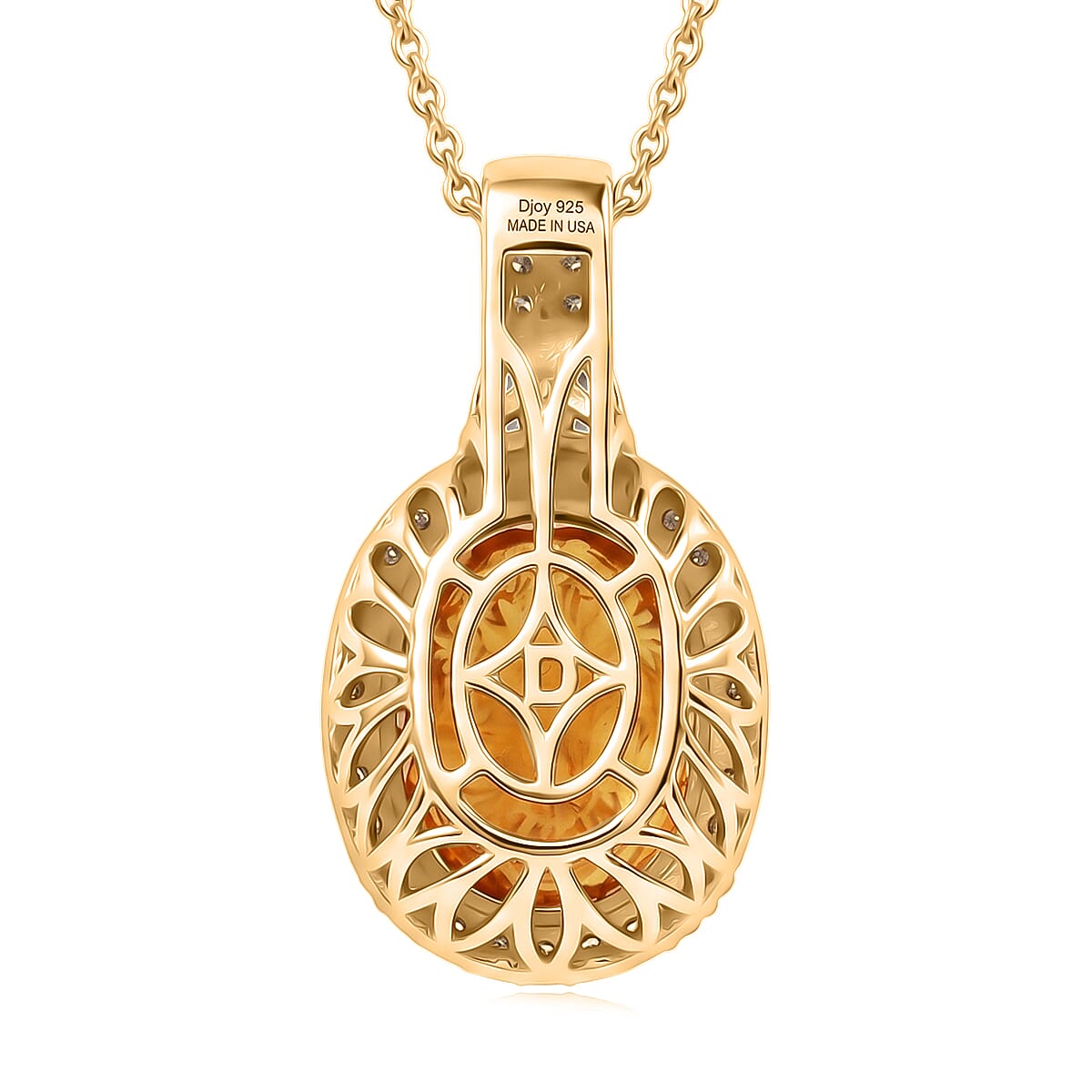 Certified & Appraised D'Joy Premium Brazilian Citrine and Moissanite 9.60 ctw Pendant Necklace in 18K Vermeil Yellow Gold Over Sterling Silver (20 Inches)