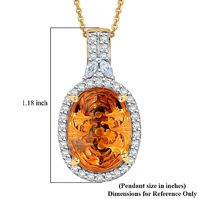 Certified & Appraised D'Joy Premium Brazilian Citrine and Moissanite 9.60 ctw Pendant Necklace in 18K Vermeil Yellow Gold Over Sterling Silver (20 Inches)