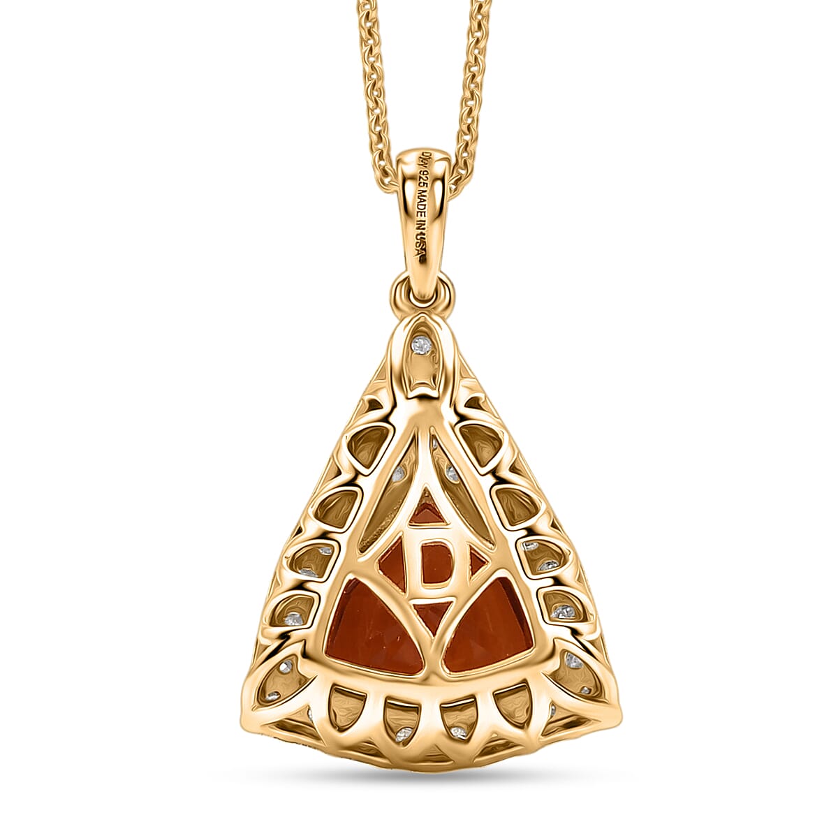 Certified & Appraised D'Joy Premium Fancy Cut Brazilian Citrine and Moissanite 3.03 ctw Pendant Necklace in 18K Vermeil Yellow Gold Over Sterling Silver (20 Inches)