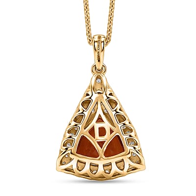 Certified & Appraised D'Joy Premium Fancy Cut Brazilian Citrine and Moissanite 3.03 ctw Pendant Necklace in 18K Vermeil Yellow Gold Over Sterling Silver (20 Inches)