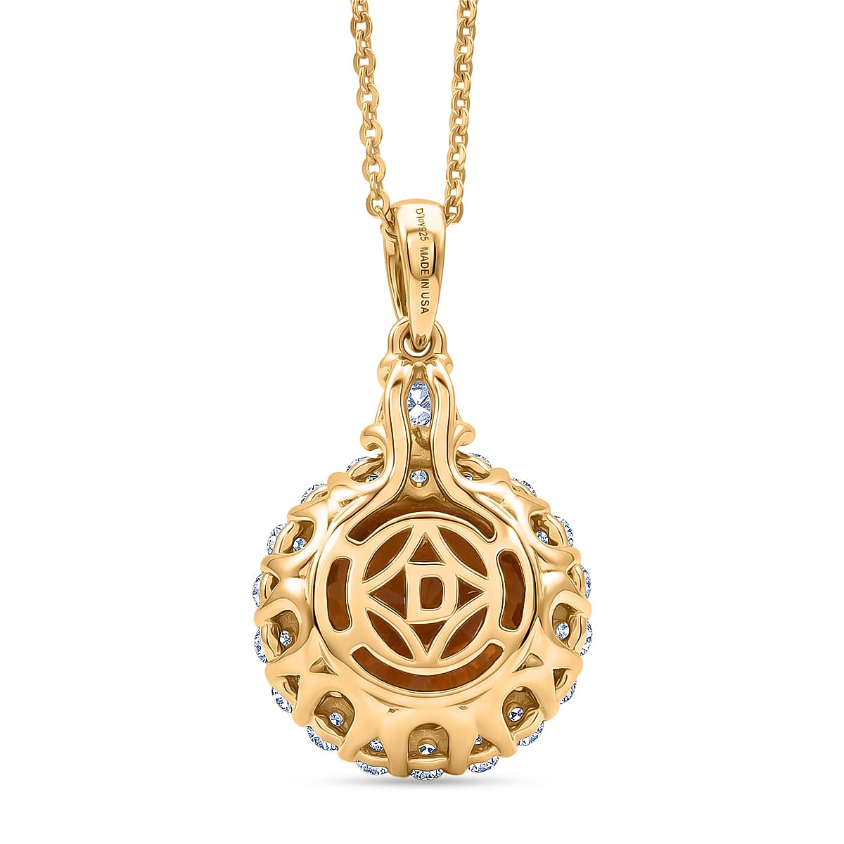 Certified & Appraised D'Joy Premium Brazilian Citrine and Moissanite 3.80 ctw Pendant Necklace in 18K Vermeil Yellow Gold Over Sterling Silver (20 Inches)