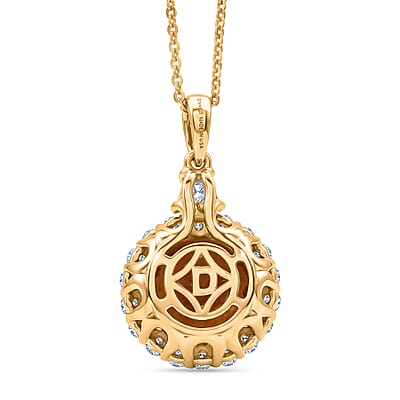 Certified & Appraised D'Joy Premium Brazilian Citrine and Moissanite 3.80 ctw Pendant Necklace in 18K Vermeil Yellow Gold Over Sterling Silver (20 Inches)
