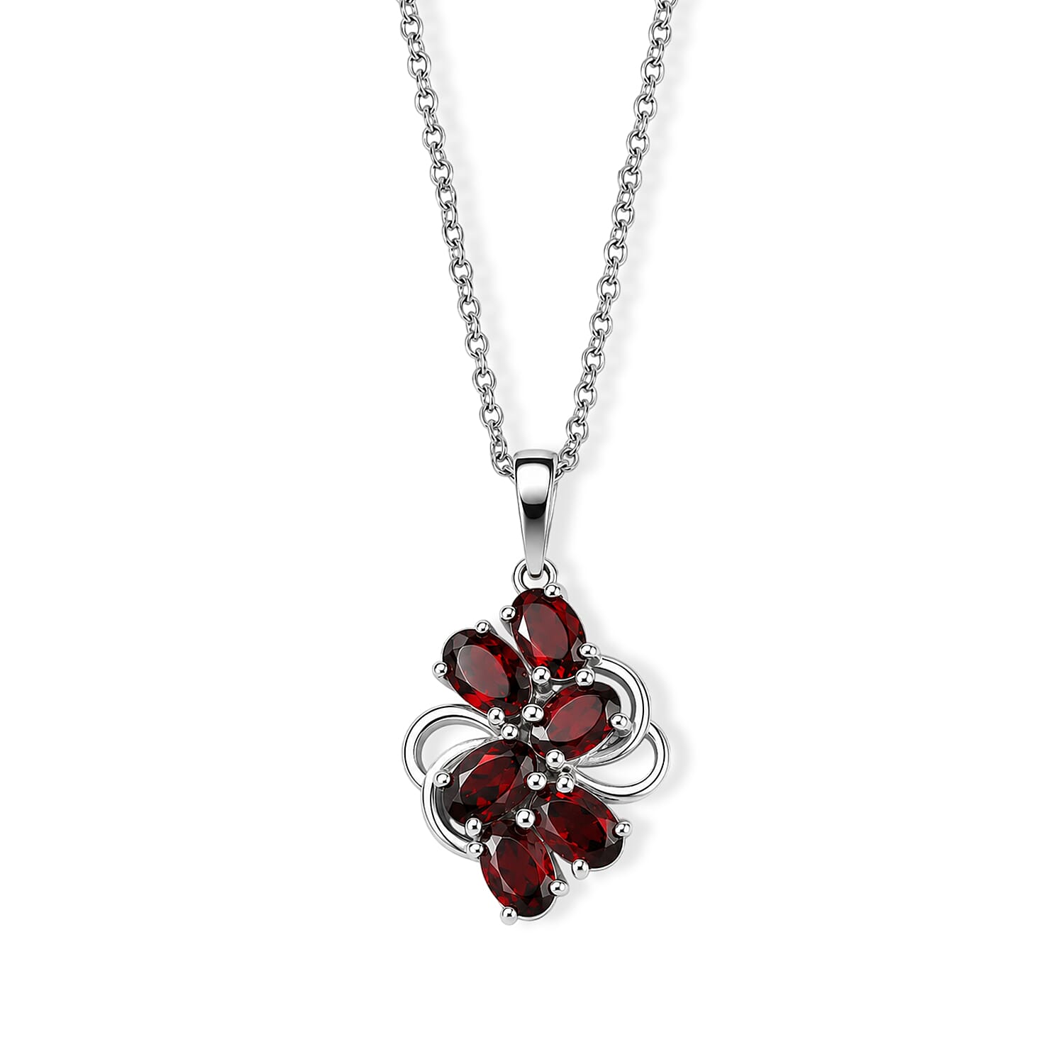 EverTrue Mozambique Garnet 3.40 ctw Pendant Necklace (20 Inches) in Stainless Steel