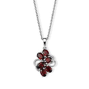 EverTrue Mozambique Garnet 3.40 ctw Pendant Necklace (20 Inches) in Stainless Steel
