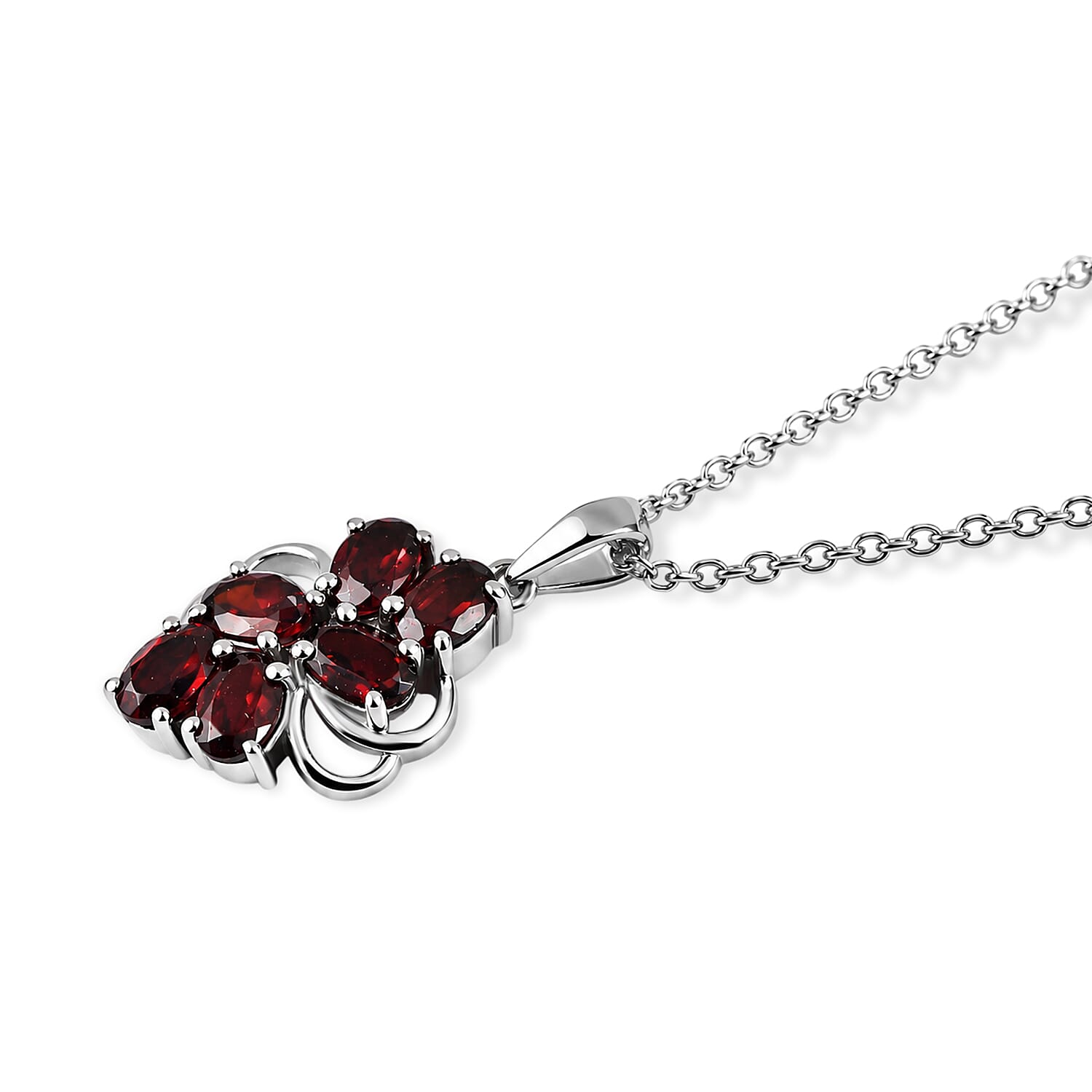 EverTrue Mozambique Garnet 3.40 ctw Pendant Necklace (20 Inches) in Stainless Steel