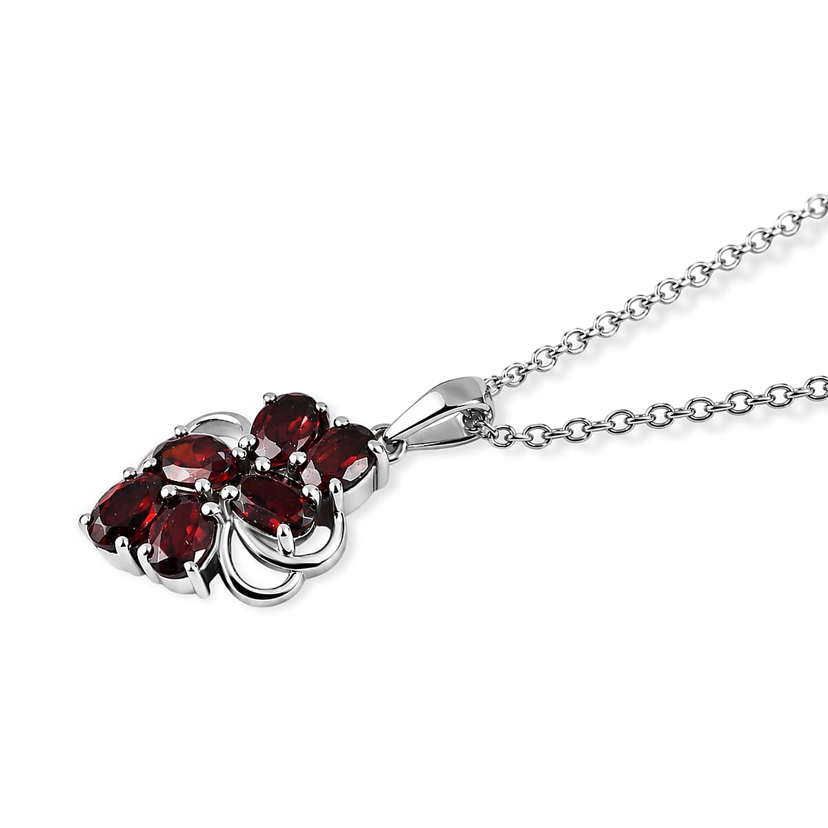 EverTrue Mozambique Garnet 3.40 ctw Pendant Necklace (20 Inches) in Stainless Steel image number 1