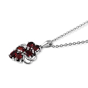 EverTrue Mozambique Garnet 3.40 ctw Pendant Necklace (20 Inches) in Stainless Steel