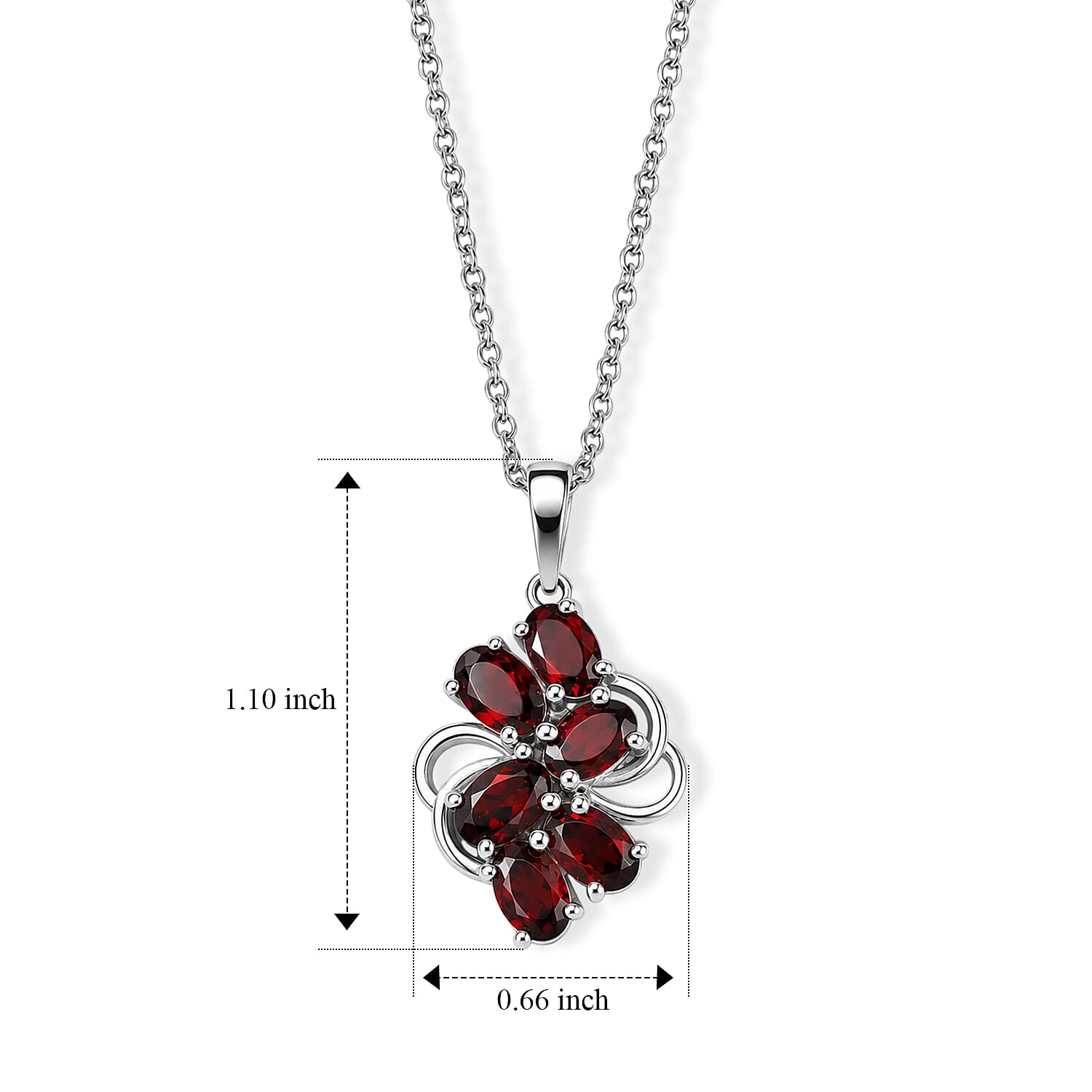 EverTrue Mozambique Garnet 3.40 ctw Pendant Necklace (20 Inches) in Stainless Steel