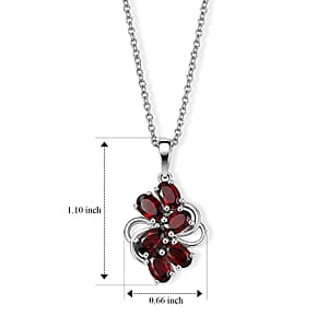 EverTrue Mozambique Garnet 3.40 ctw Pendant Necklace (20 Inches) in Stainless Steel