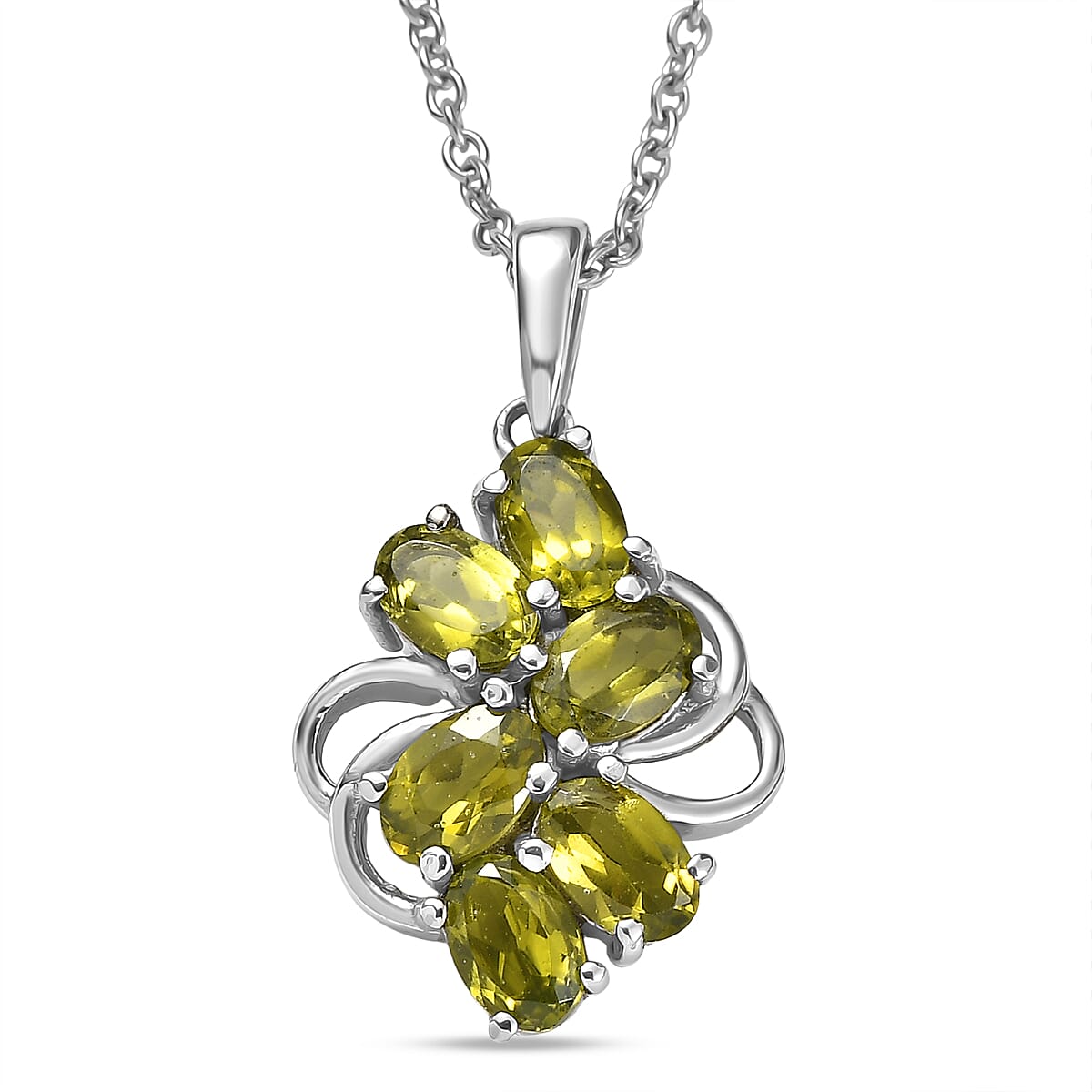EverTrue Hebei Peridot 3.00 ctw Pendant Necklace in Stainless Steel (20 Inches)