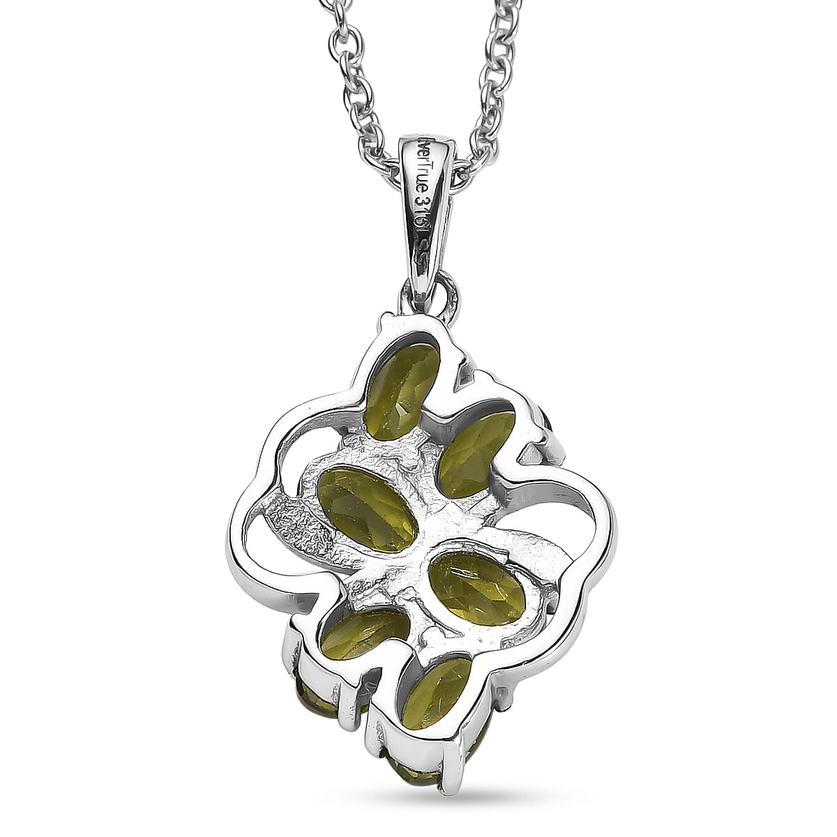 EverTrue Hebei Peridot 3.00 ctw Pendant Necklace in Stainless Steel (20 Inches)