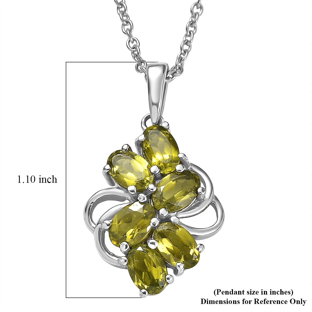 EverTrue Hebei Peridot 3.00 ctw Pendant Necklace in Stainless Steel (20 Inches)